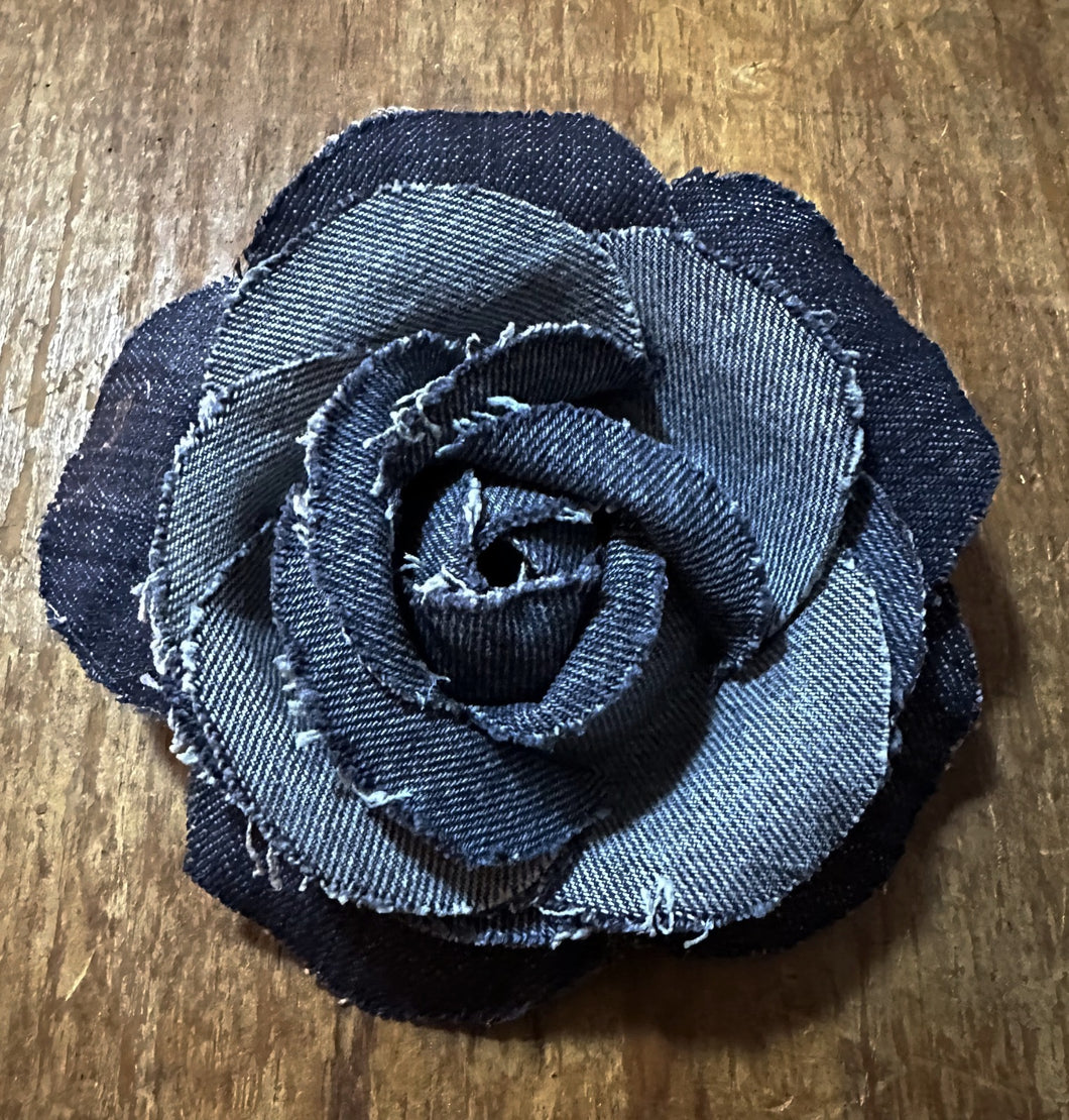 Denim Flower Pin