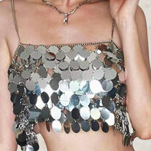 Load image into Gallery viewer, Silver Sequins Crop Top
