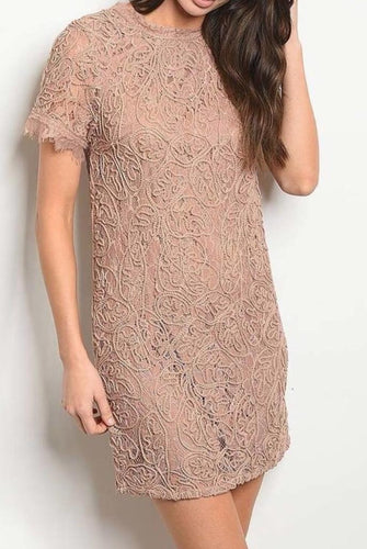 Mauve Neck Lace Dress - YouBoutiquepr