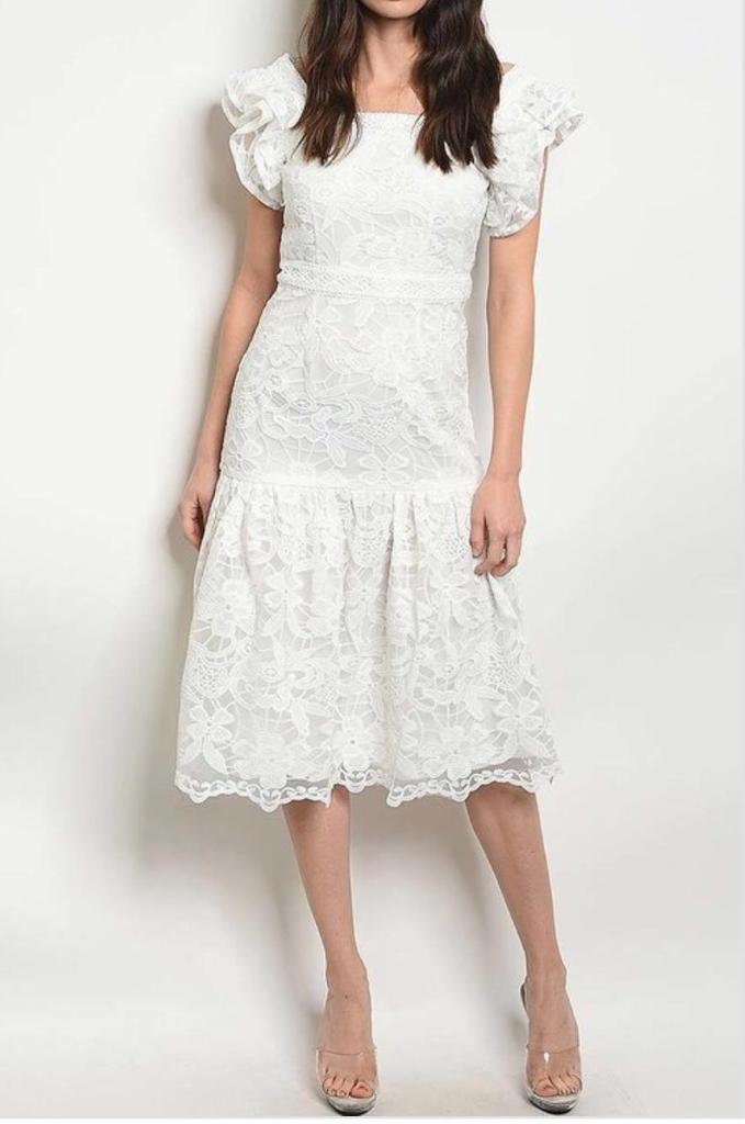 Ruffle White Dress - YouBoutiquepr