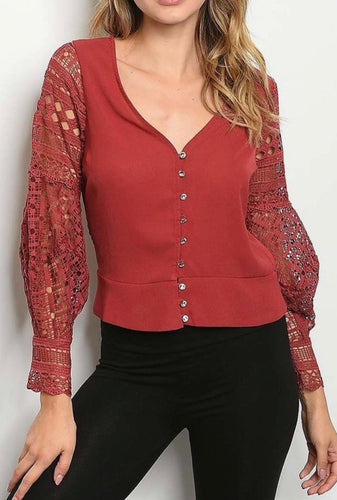 Burgundy Lace Blouse - YouBoutiquepr