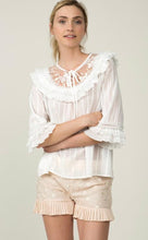 Load image into Gallery viewer, White Ruffle Rounded Blouse
