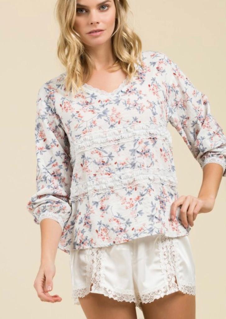 White Floral Blouse