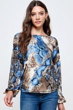 Load image into Gallery viewer, Blue Animal Print Blouse
