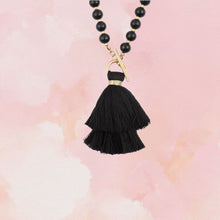 Load image into Gallery viewer, Black &amp; Gold Tassel Necklace
