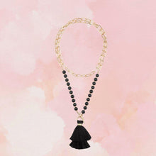 Load image into Gallery viewer, Black &amp; Gold Tassel Necklace
