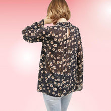 Load image into Gallery viewer, Navy Floral Transparent Blouse
